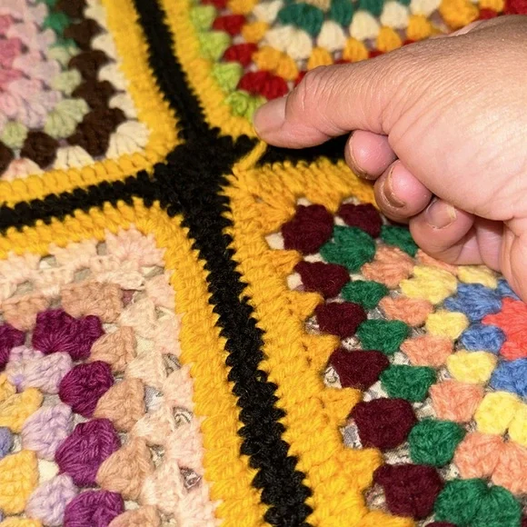Handmade Knit MultiColor Afghan